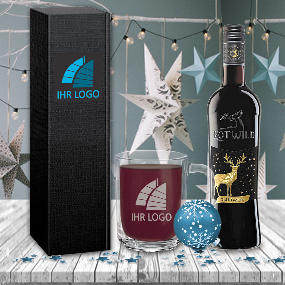 Glühwein-Geschenk-Set mit eigenem Logo - Rotwein