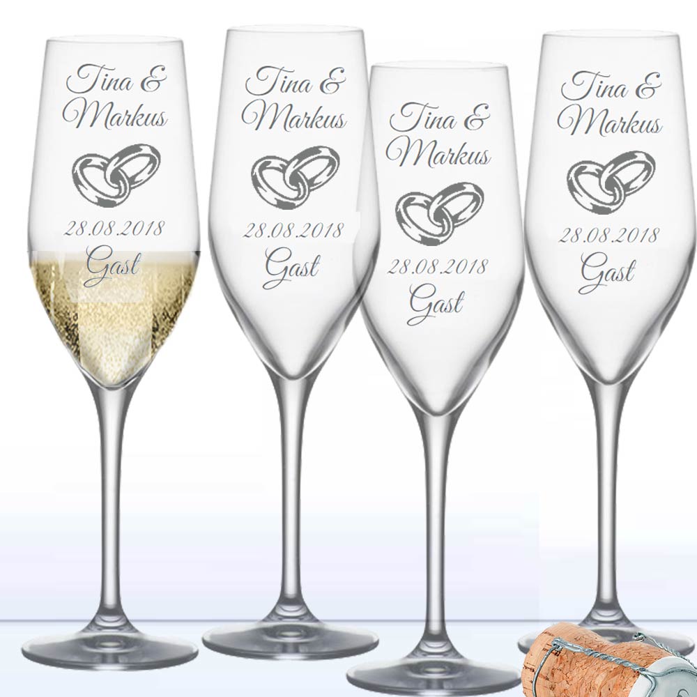 Sektglas Champagnerglas mit Gravur Danke Danksagung verschiedene Motive 