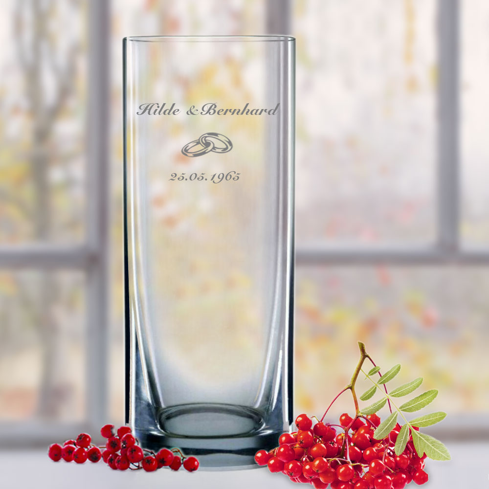 Vase mit Gravur Hochzeit