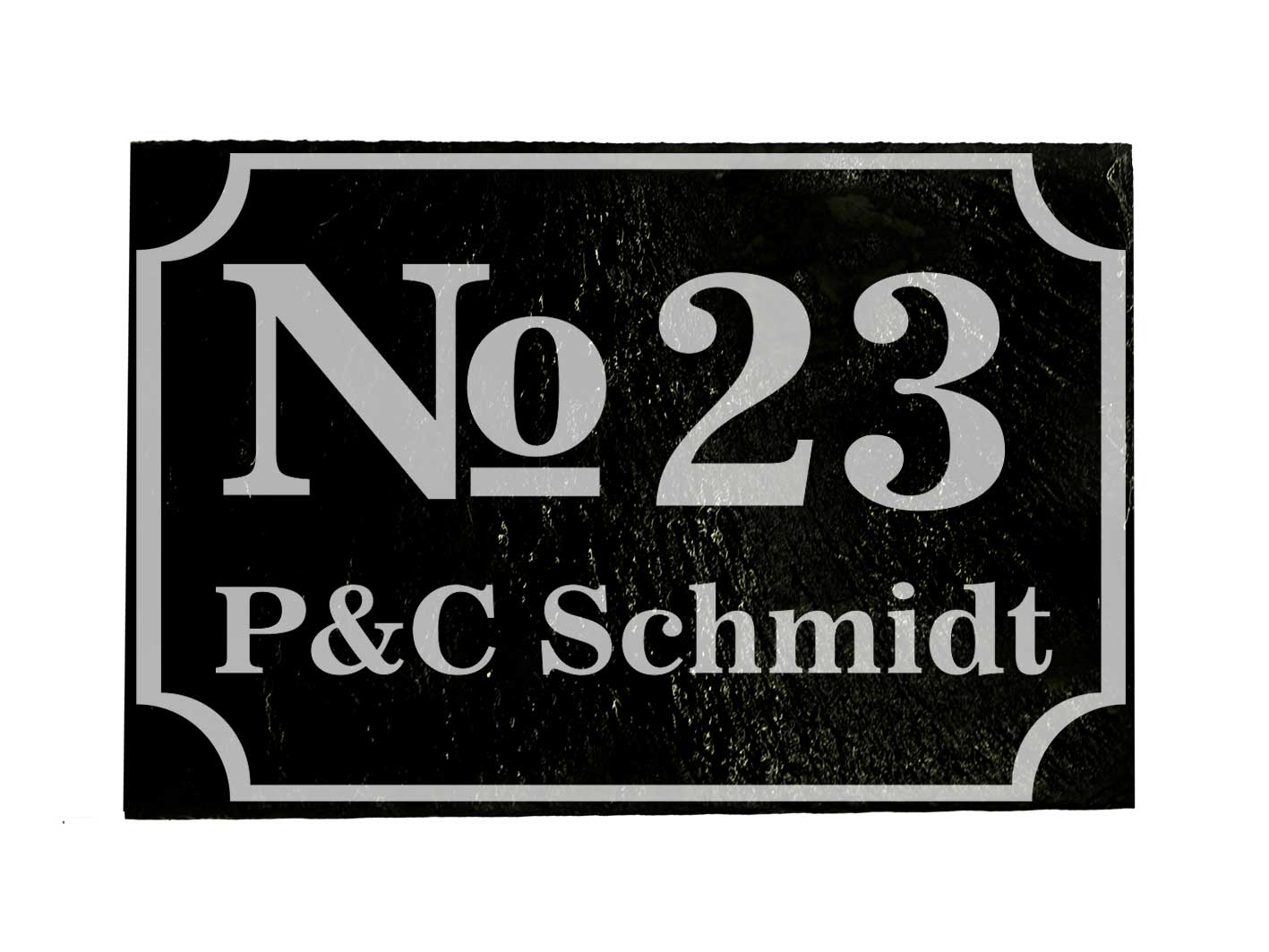Gravierte Schieferplatte mit Hausnummer 