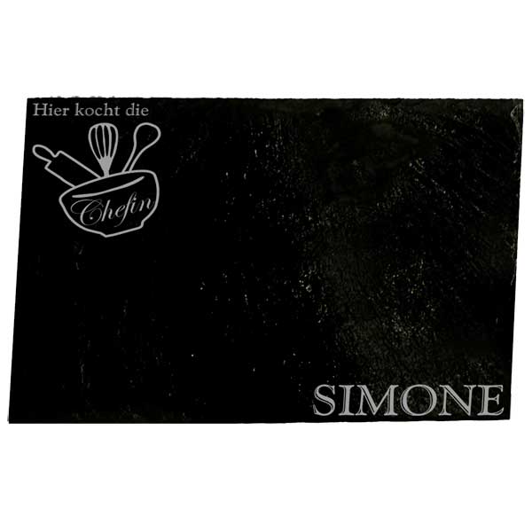 Schneidebrett Schiefer mit Gravur *Chefköchin* 