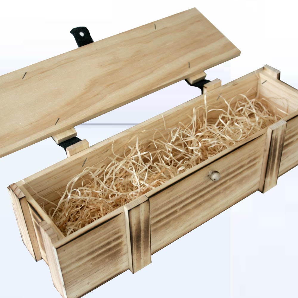 Holzkiste für Präsente geflammt 1er ohne Gravur