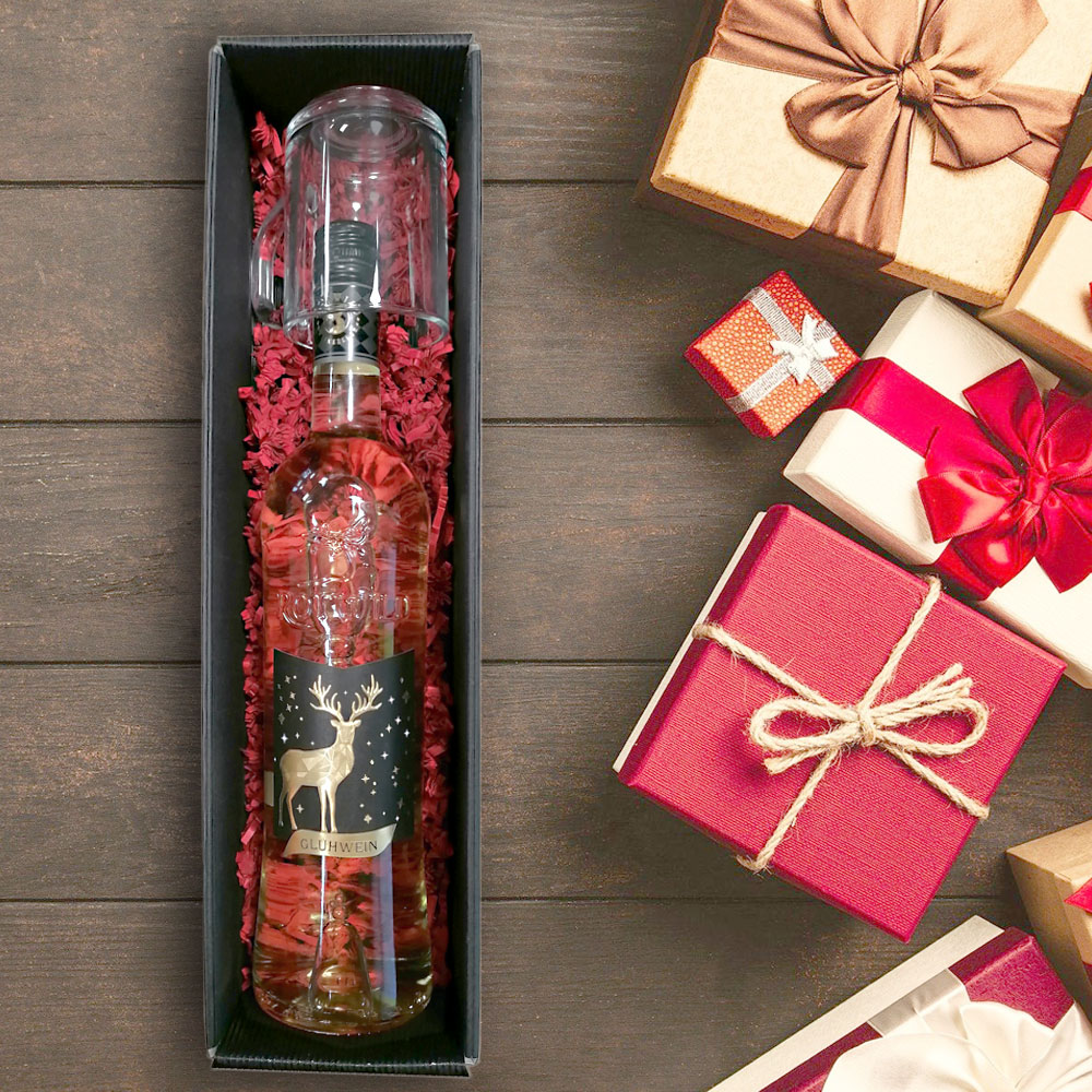 Personalisiertes Glühwein-Geschenk-Set mit Wunschnamen mit weißem Glühwein