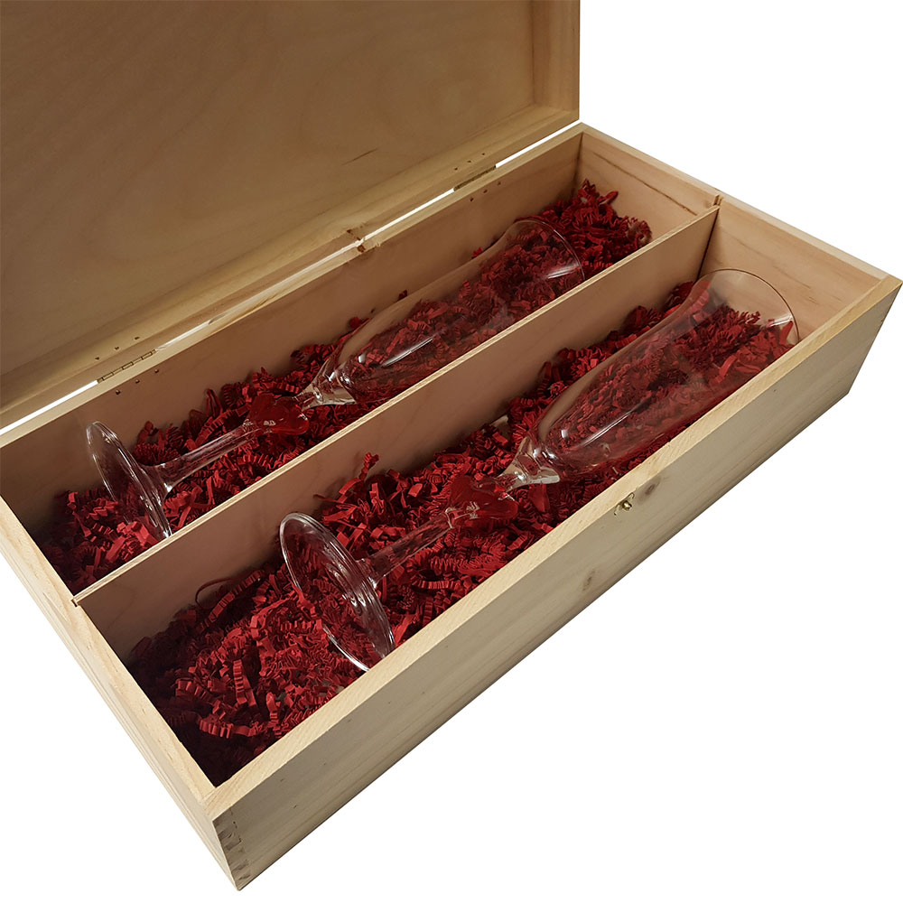 Sektgläser mit Gravur in Holzkiste 