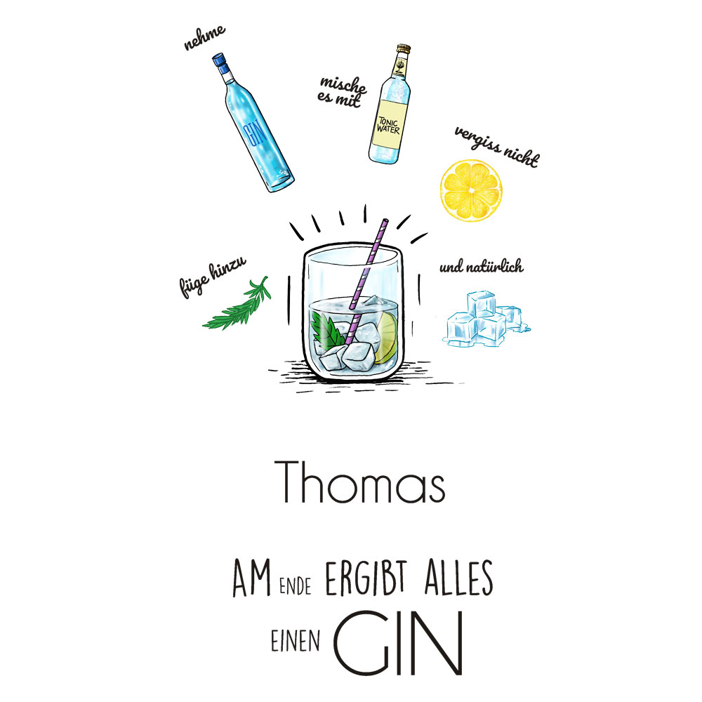 GIN Geschenkset - Am Ende ergibt alles einen Gin - personalisiert mit Namen inkl. GIN Flasche