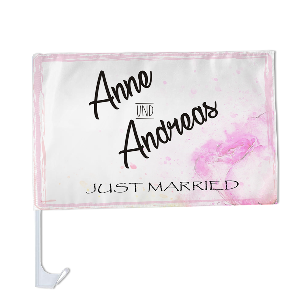 Autofahne Hochzeit mit Namen selbst gestalten 