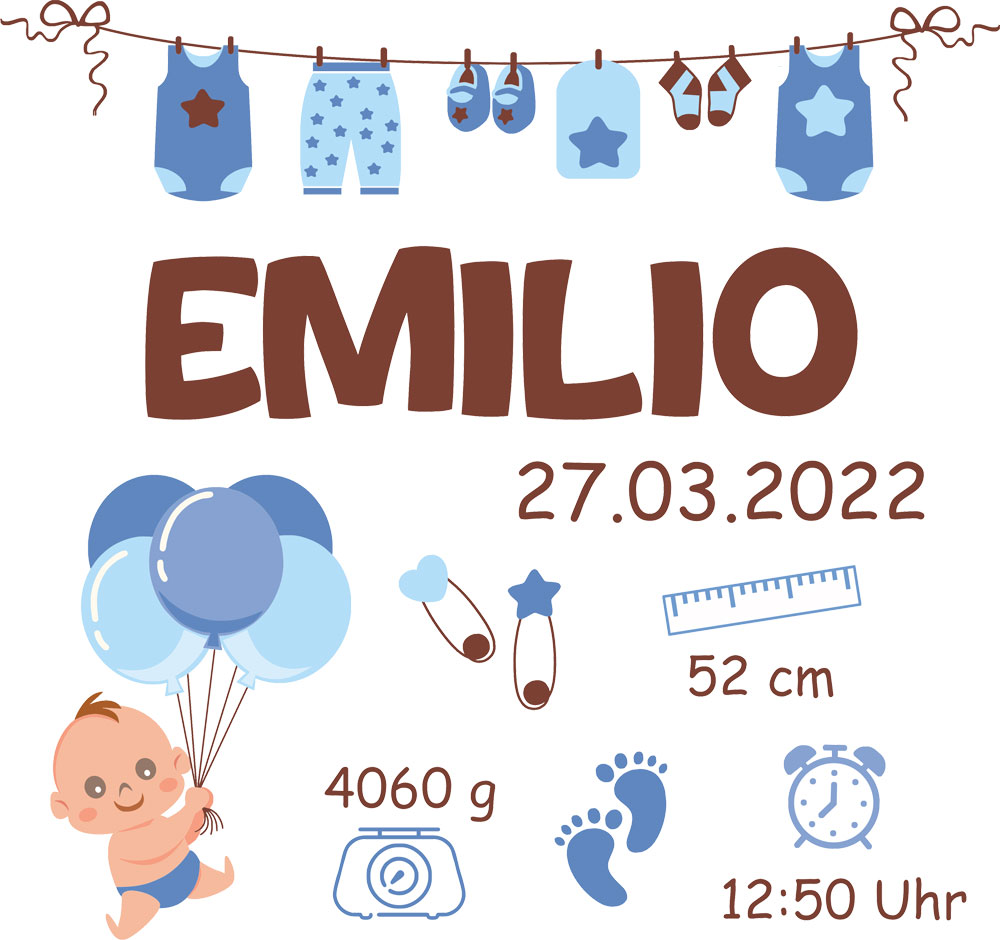 Personalisiertes Kissen zur Geburt für Jungen - mit Namen und Daten 