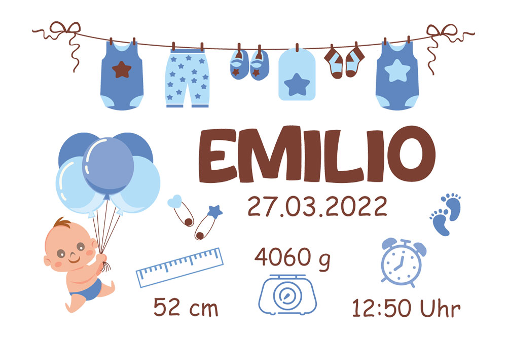 Erinnerungsbox für Kind & Baby bedruckt für Jungen 