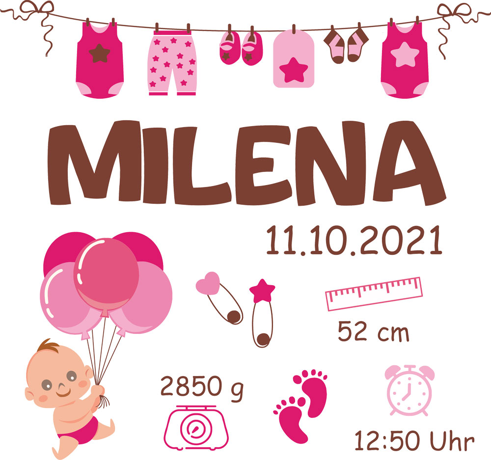 Personalisiertes Kissen zur Geburt für Mädchen - mit Namen und Daten 