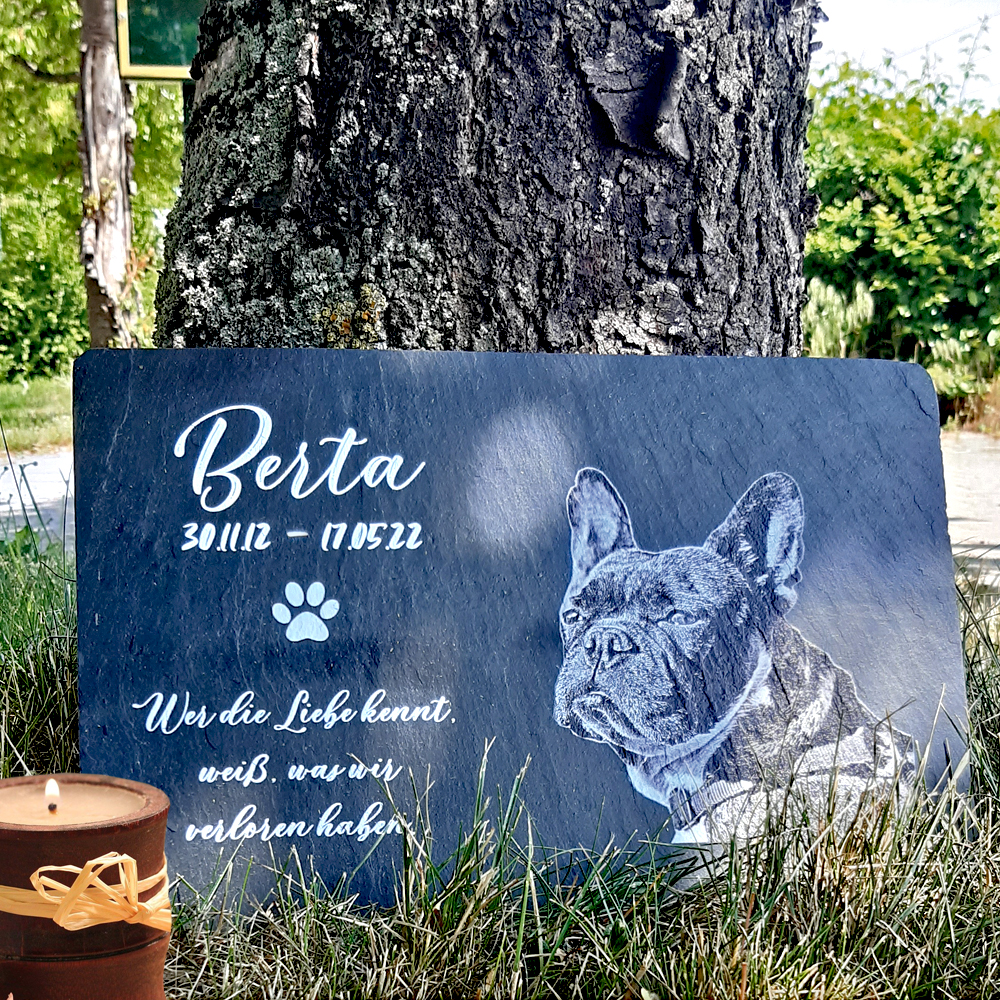 Grabtafel für Hund oder Katze - individuell bedruckt 