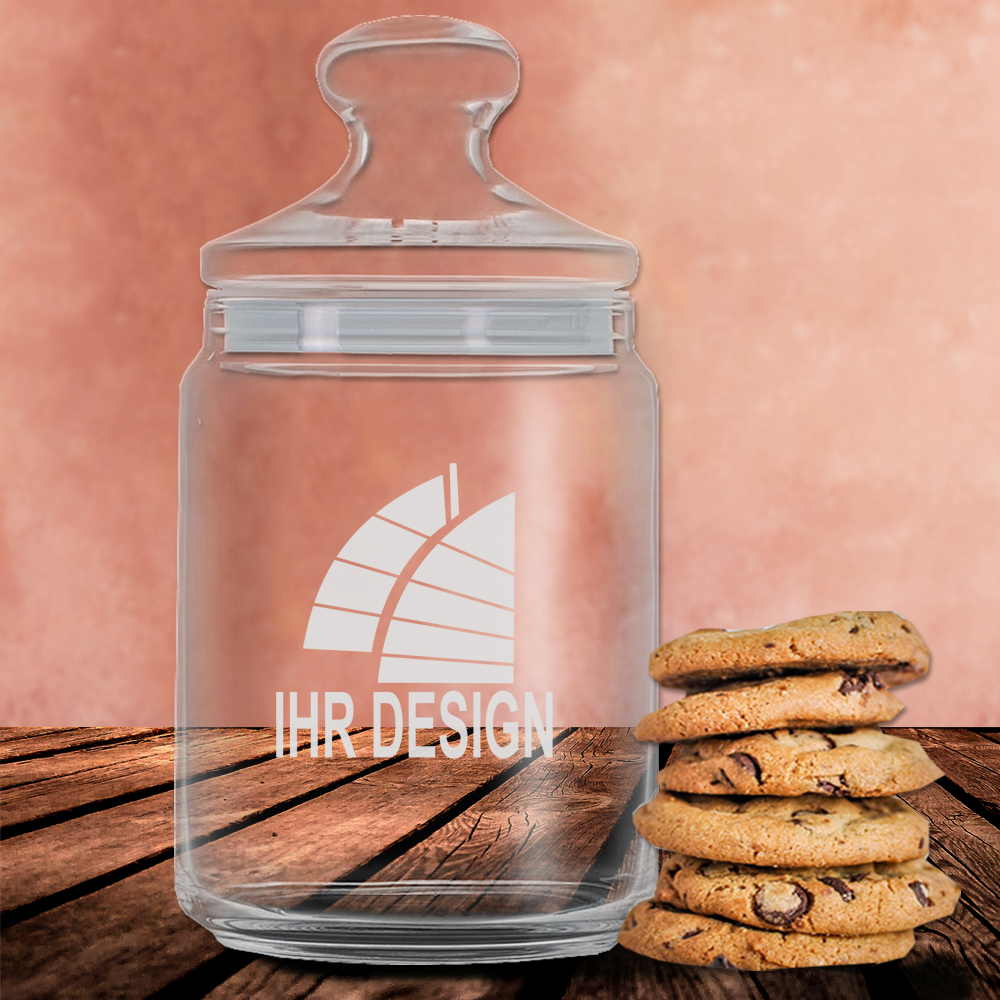 Keksglas /Bonbonglas 2,0 l mit Logo / Design graviert 