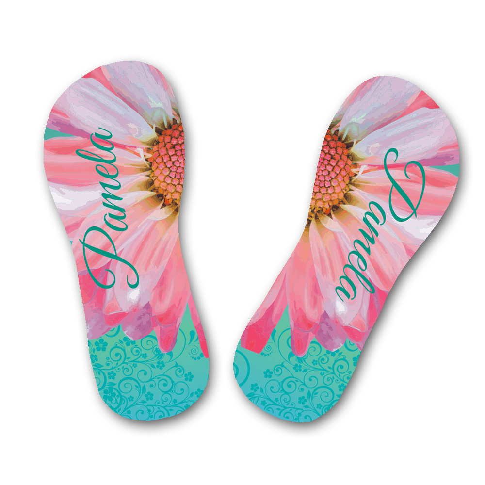 Blumen-Flip Flops mit Namen bedruckt 