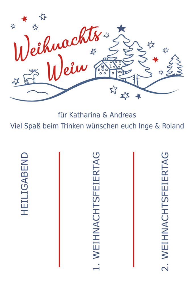 Weihnachtliches Wein-Geschenk-Set in individuell bedruckter Holzbox 