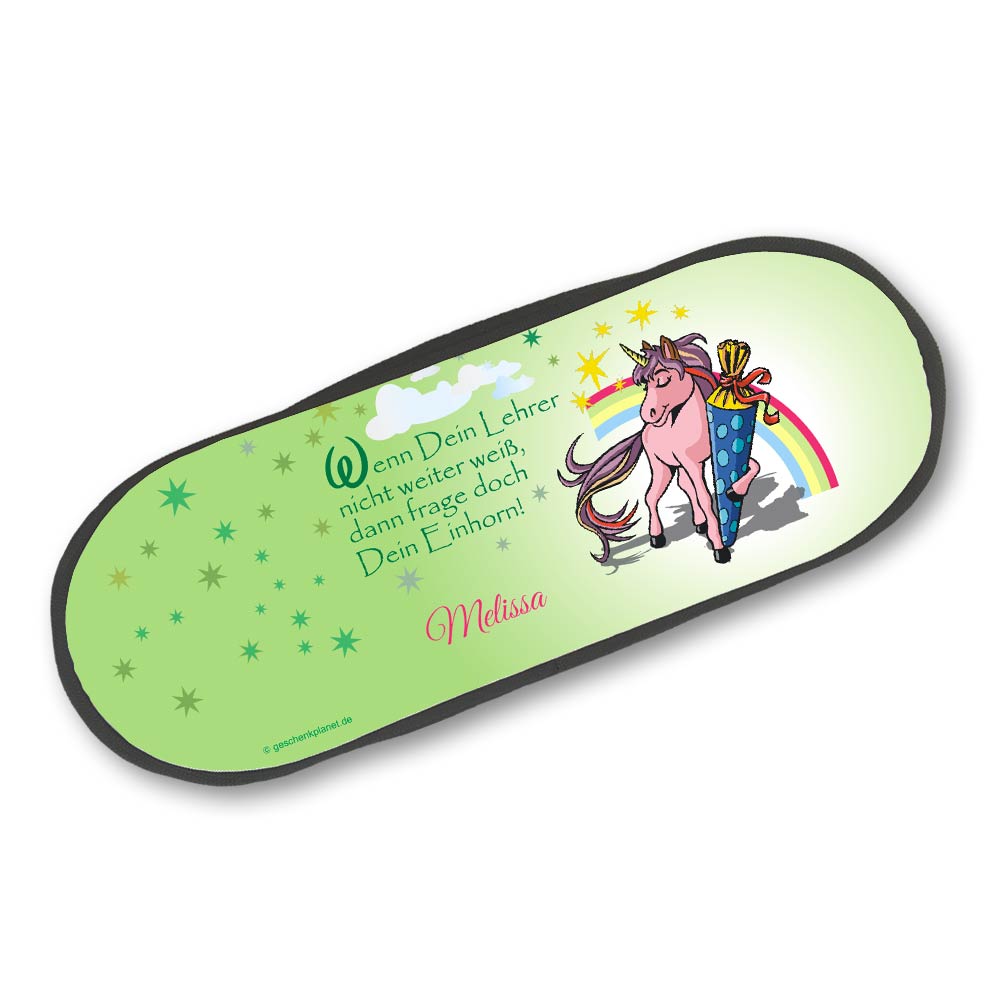 Einhorn Stiftebox mit Namen als Geschenk zur Einschulung 