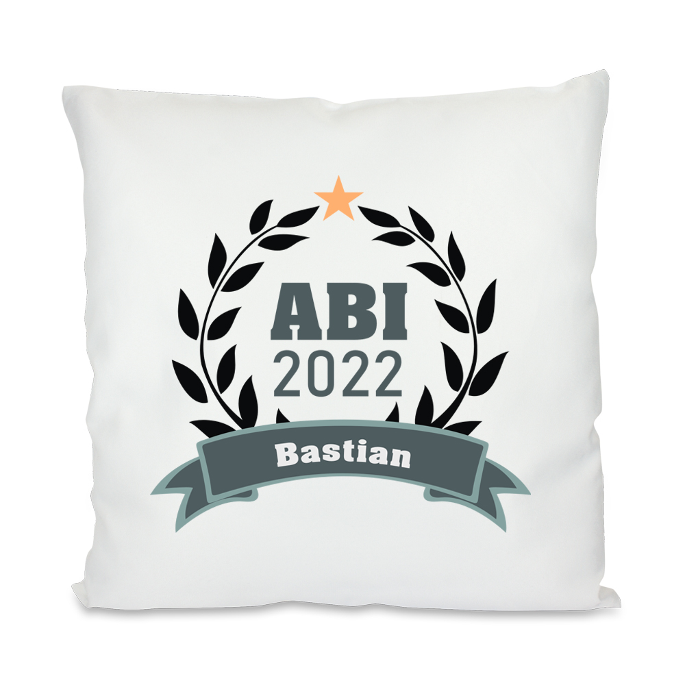 Bedrucktes Kissen mit Glückwünschen zum Abitur 