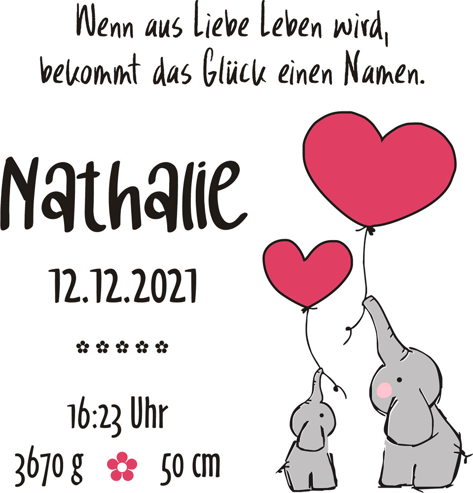 Personalisiertes Kissen zur Geburt - bedruckt mit Daten des Babys 