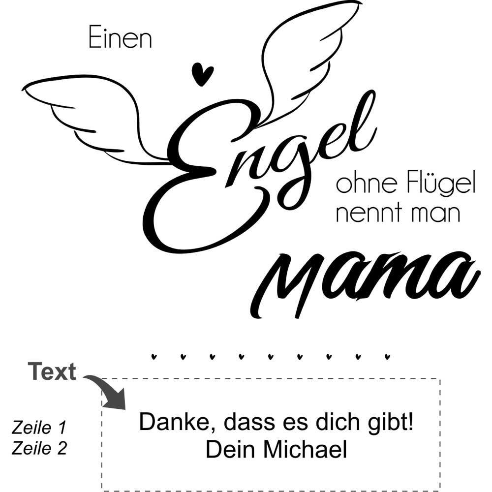 Glas Brett Engel ohne Flügel bedruckt mit ihrem Text 