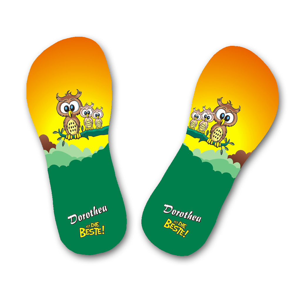 Flip Flops Eule mit Namen personalisiert 