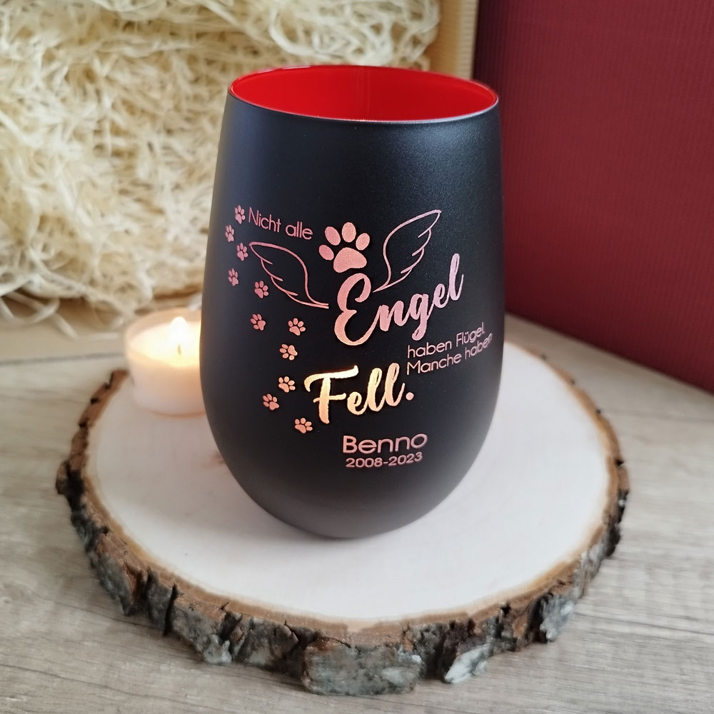 Windlicht/Trauerlicht in verschiedenen Farben für dein Haustier schwarz rot