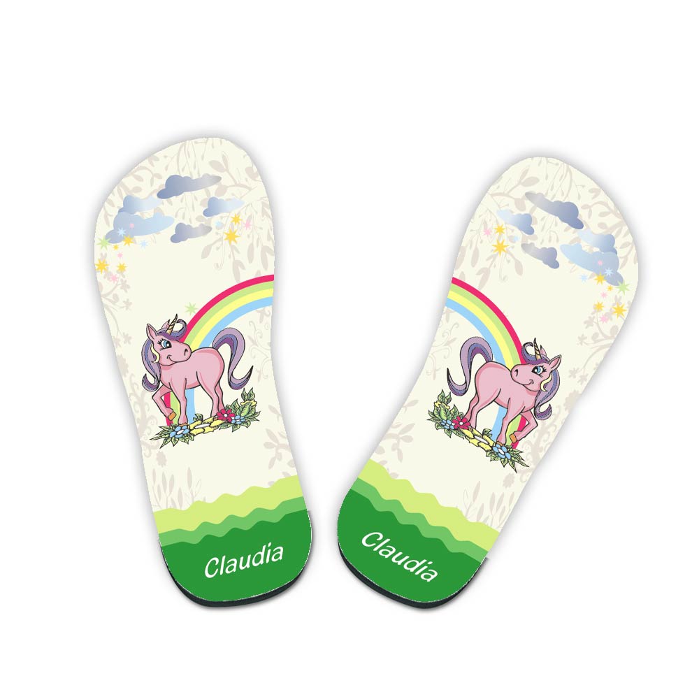 Einhorn Geschenk Badelatschen mit deinem Namen 25-28