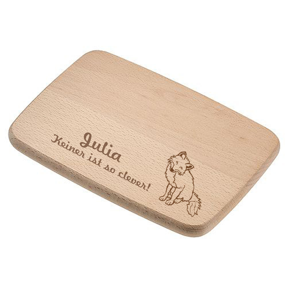 Frühstücksbrettchen Holz mit Motiv und Ihrem Namen 