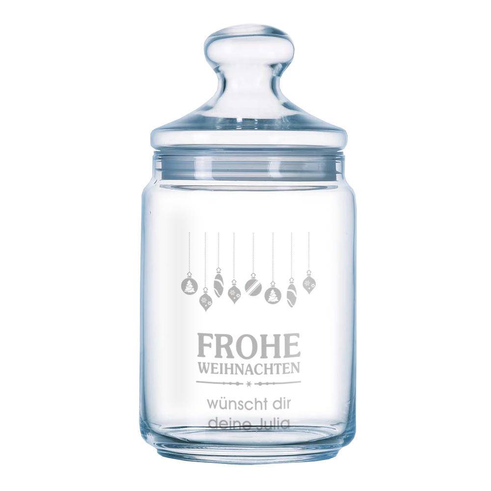 Keksglas / Bonbonglas mit Gravur "Frohe Weihnachten" 