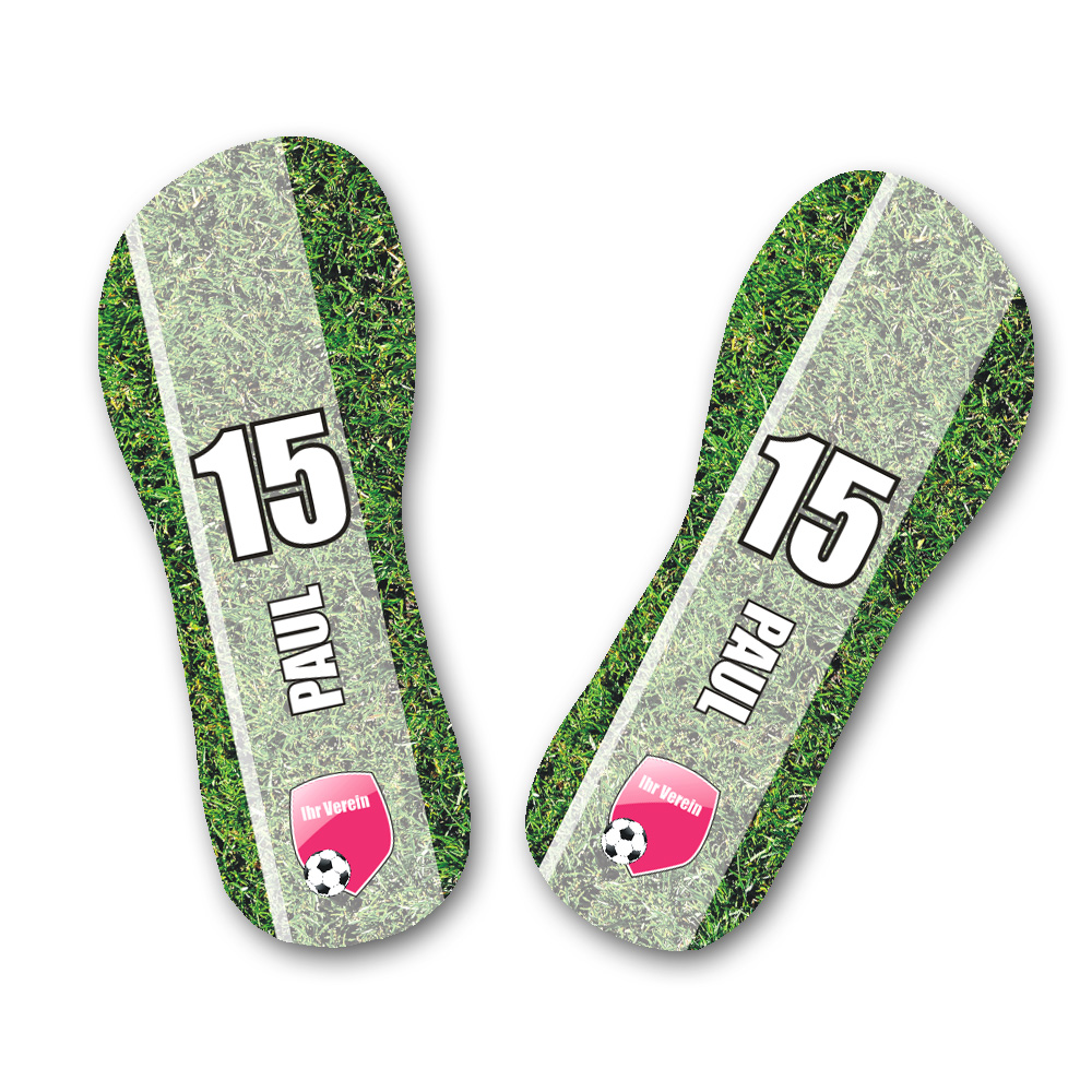 Fußballer Flip Flops mit Zahl und Namen und Vereinslogo 35-40