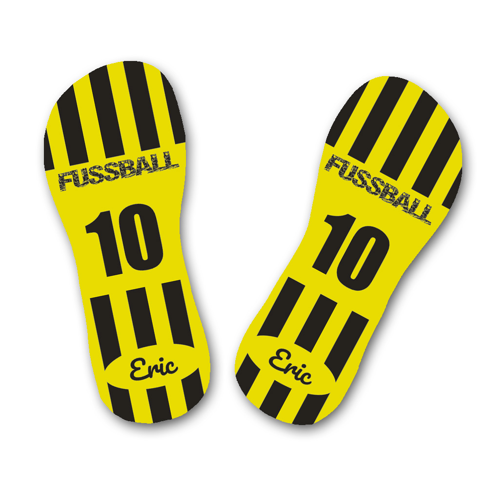 Flip Flops Fußball / Vereine schwarz/gelb mit Namen und Zahl 