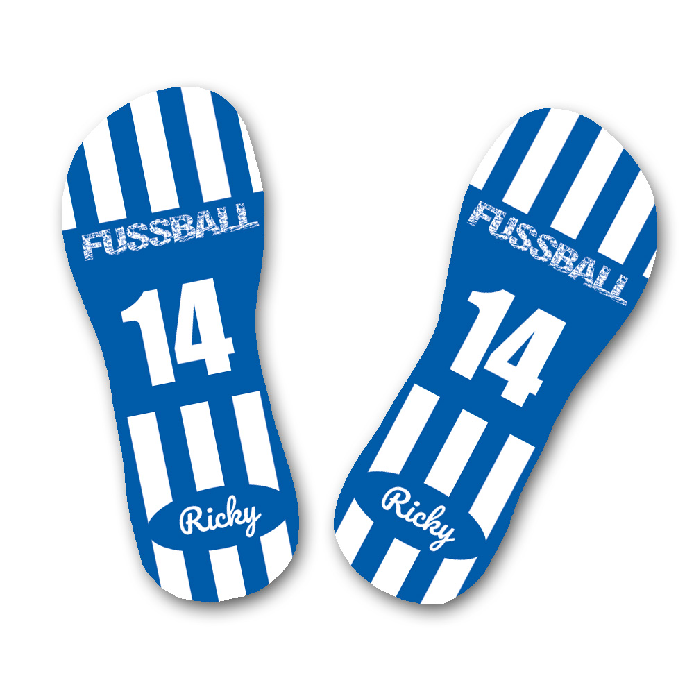 Individuelle Flip Flops Fußball / Verein blau weiß 
