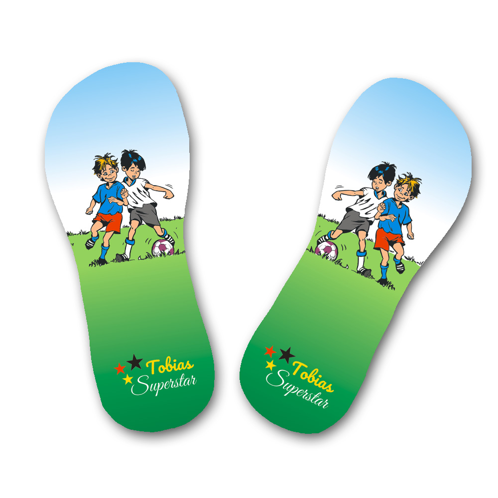 Individuell bedruckte Flip Flops Fußball mit Namen 