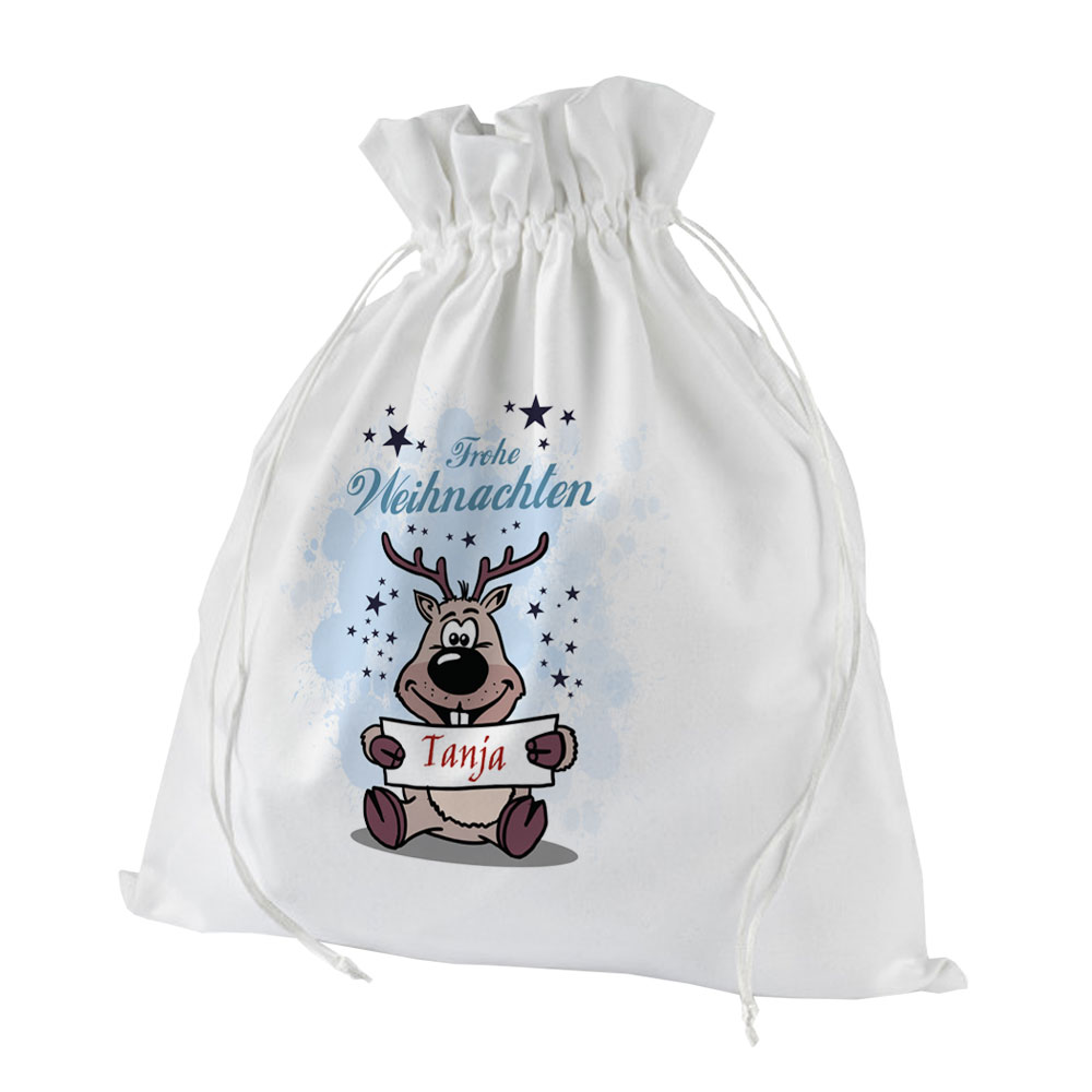 Individuell bedrucktes Geschenksäckchen / Geschenkbeutel zu Weihnachten mit Namen 