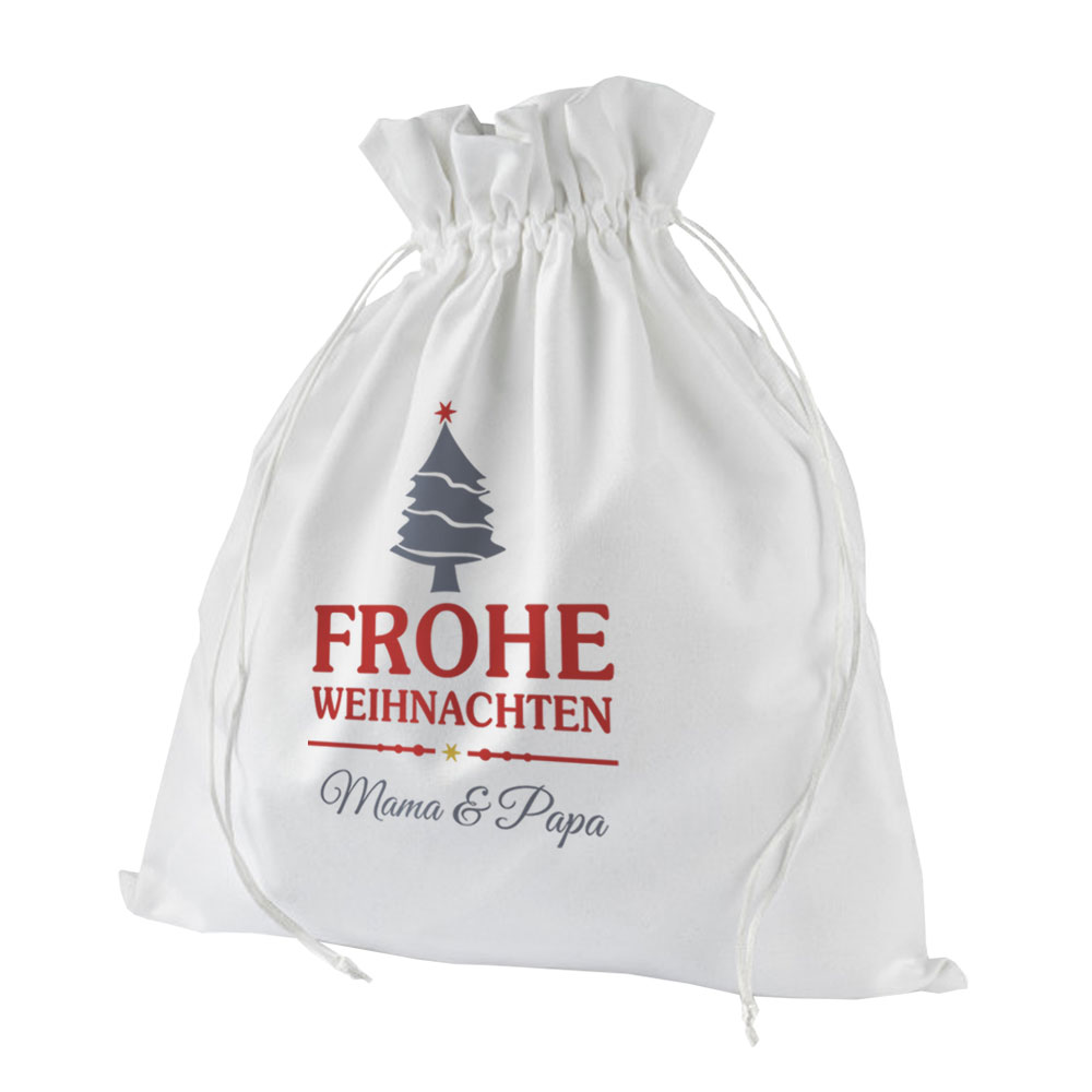 Persönliches Geschenksäckchen / Geschenkbeutel zu Weihnachten mit Wunschtext 