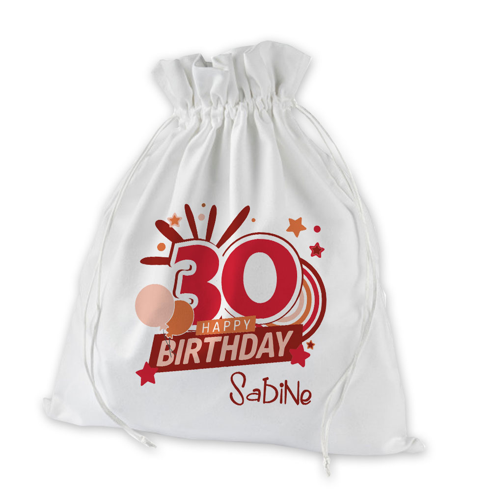 Individuelles Geschenksäckchen mit Namen zum 30. Geburtstag 