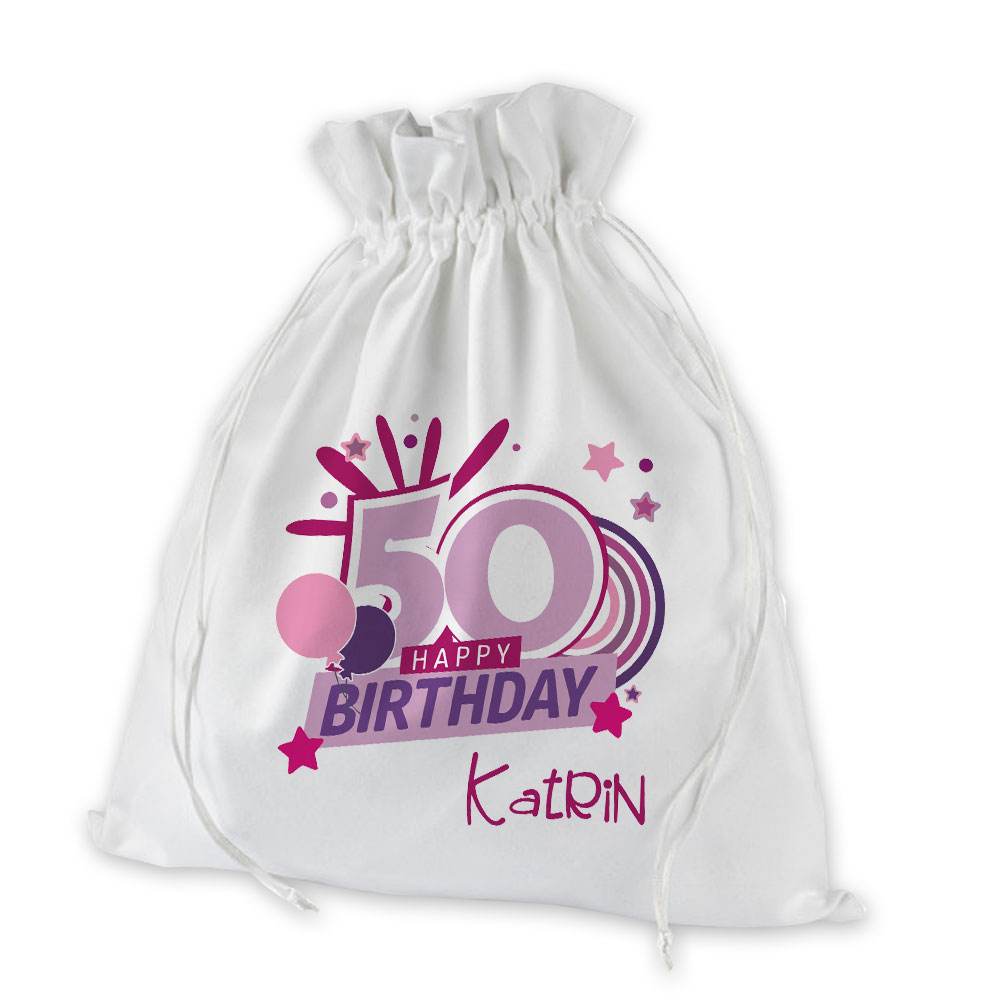 Geschenkbeutel mit Wunschnamen personalisiert zum 50. Geburtstag 