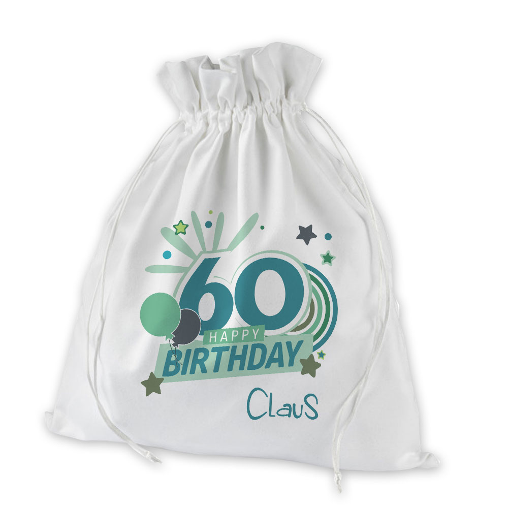 Geschenkbeutel zum 60. Geburtstag individuell mit Ihrem Wunschnamen 
