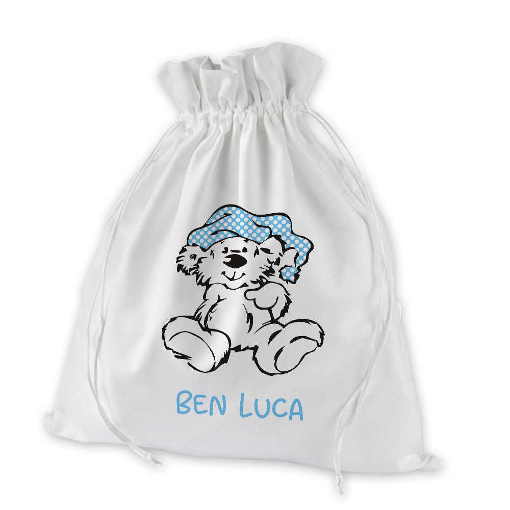 Persönliches Geschenksäckchen für Jungen mit Bärchen und Namen 