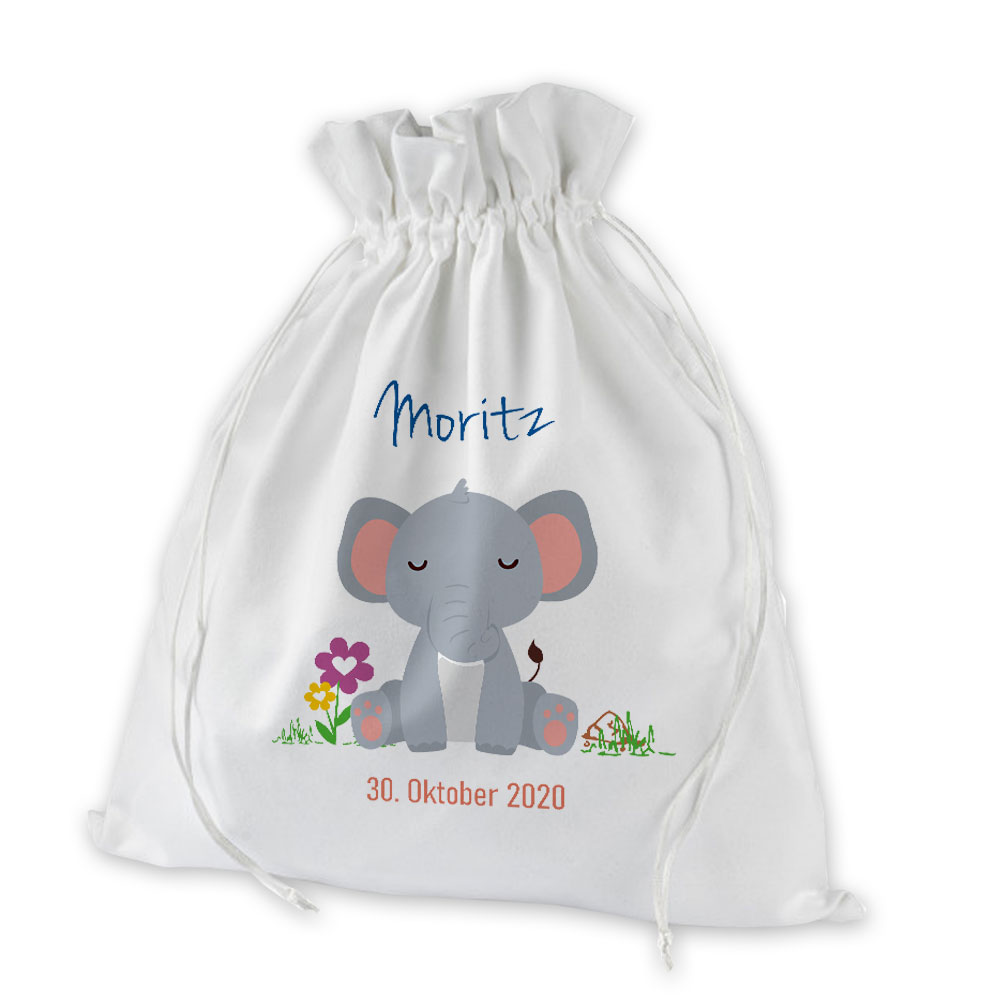 Individueller Geschenkbeutel mit Namen und Datum 