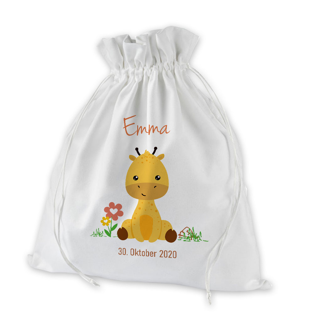 Geschenk-Säckchen / Beutel zur Geburt mit Namen personalisiert 