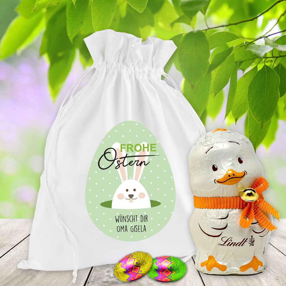 Individueller Geschenkbeutel für Ostergeschenke mit persönlichem Text 