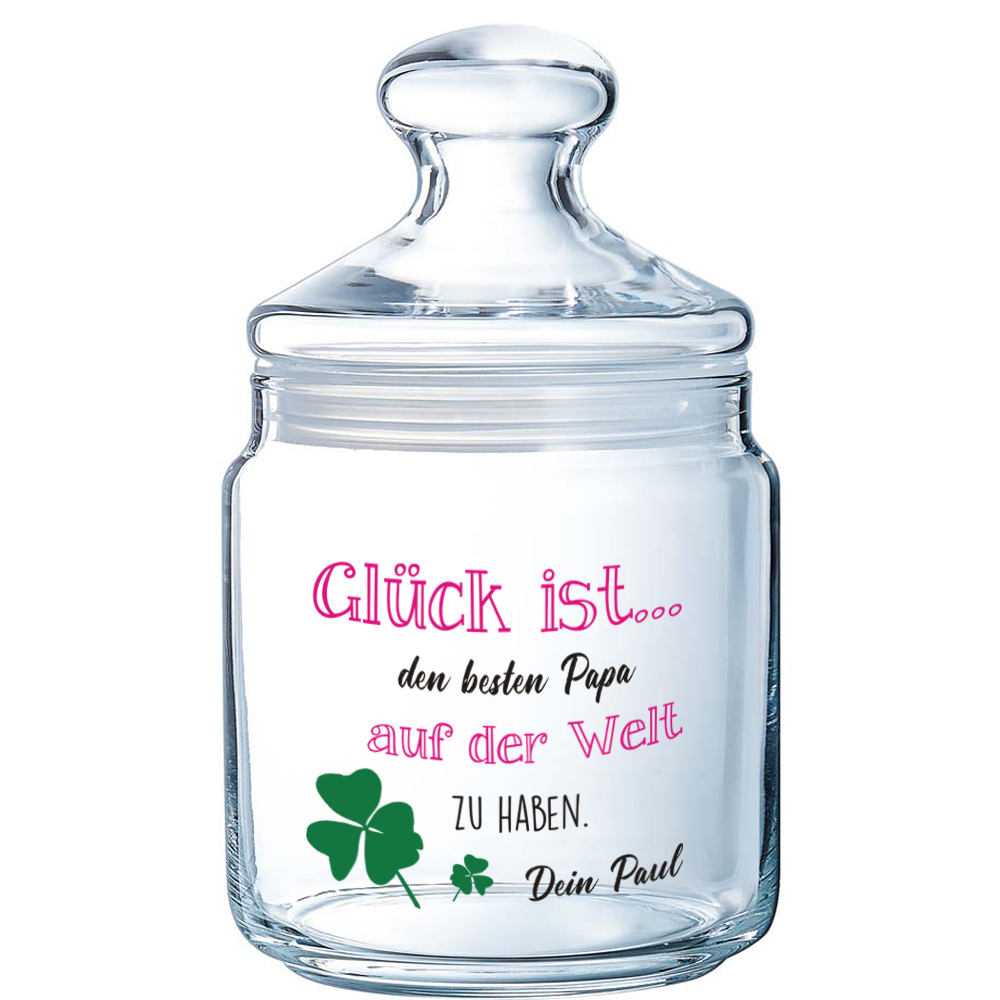 Bedrucktes Keksglas /Bonbonglas mit Wunschtext und Namen 