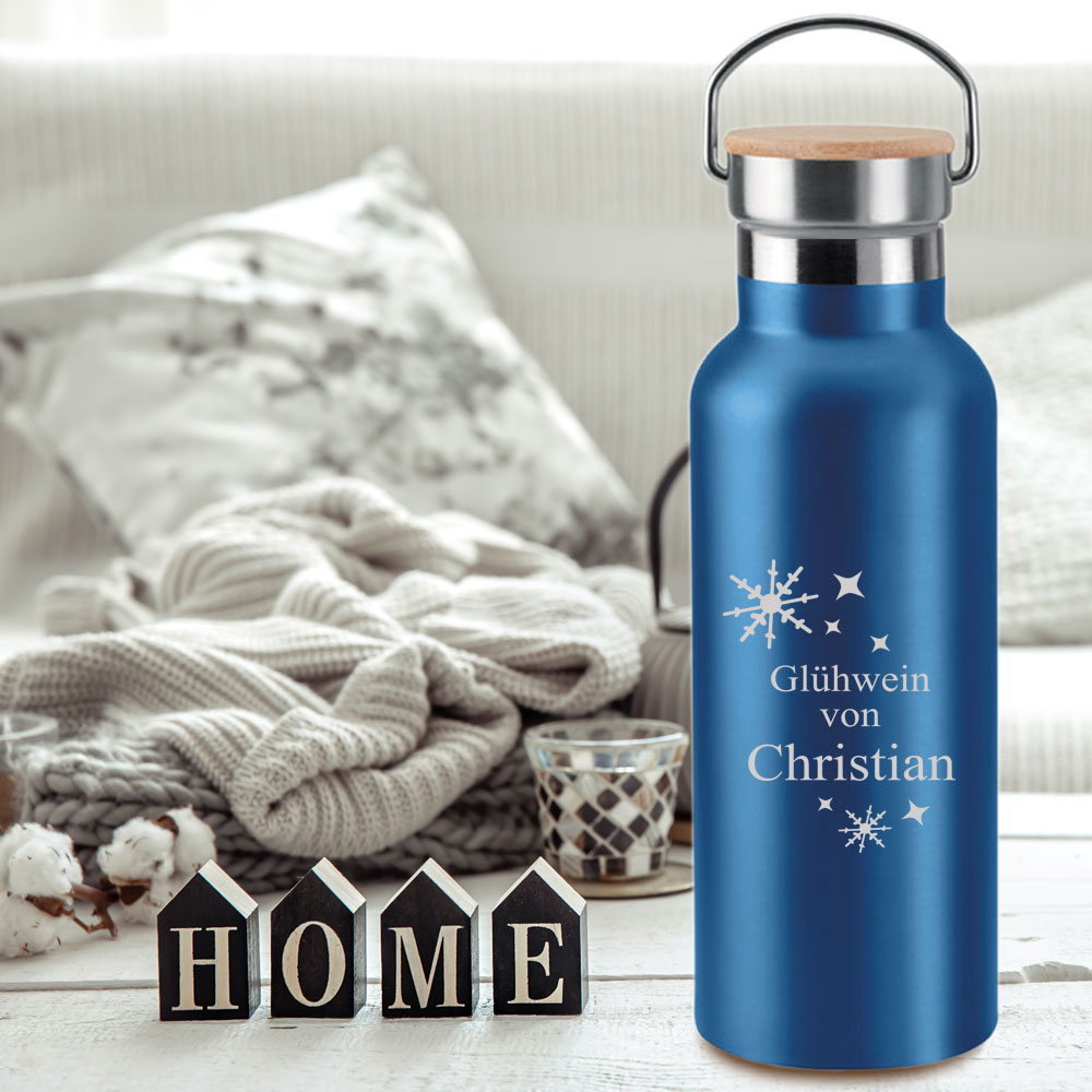 Isolierflasche 0,5 l in rot, blau oder grün für Tee oder Glühwein 