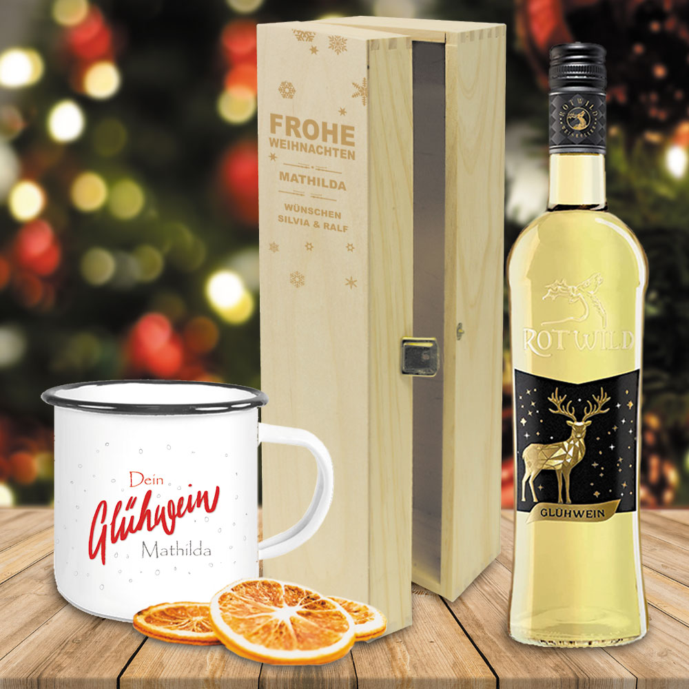 Weihnachtliches Glühwein-Geschenk-Set mit Ihrem Wunschnamen 