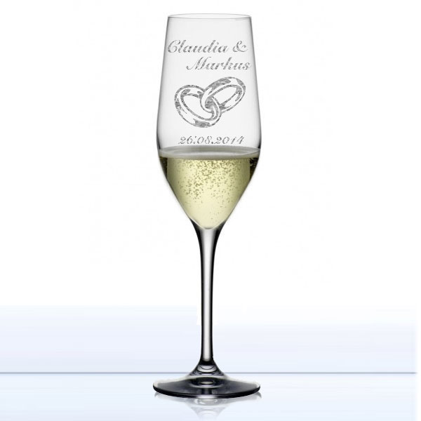 Sektglas zur Hochzeit graviert 