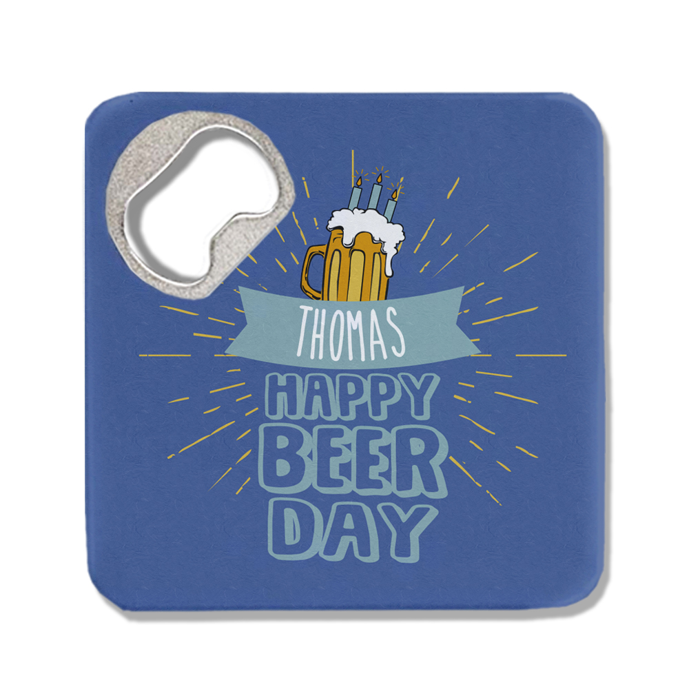 2in1 Flaschenöffner / Untersetzer mit Ihrem Wunschnamen bedruckt 