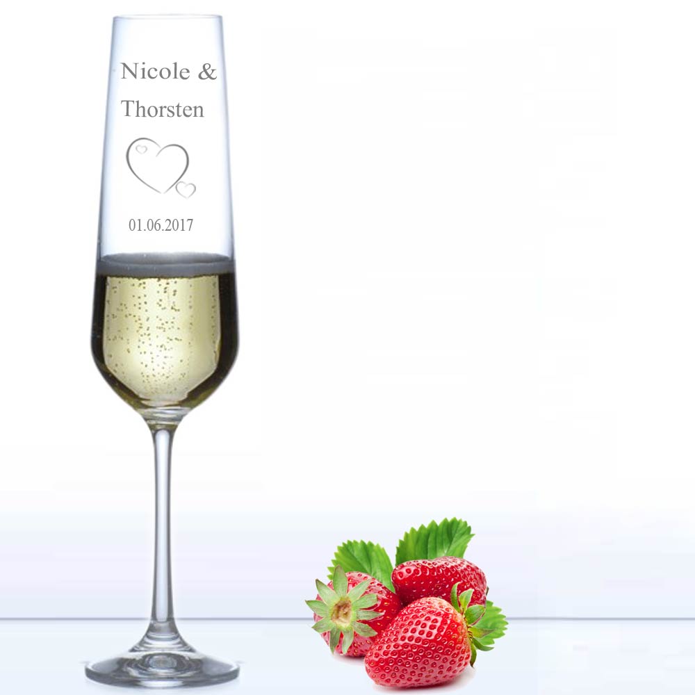 Sektglas mit Namen - Hearts 