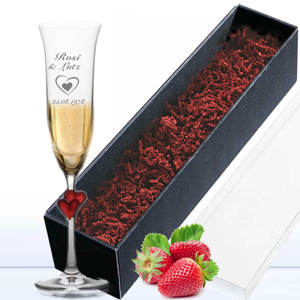 Sektglas graviert in Geschenkverpackung 
