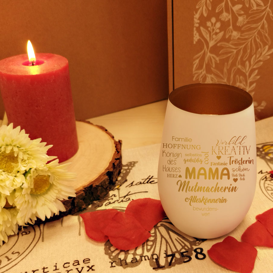 Edles graviertes Windlicht für deine Mama | Muttertag 