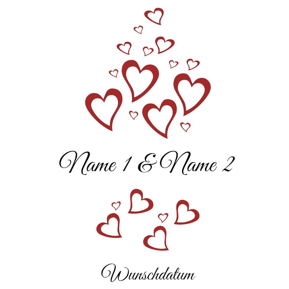 Namen und Datum bedruckte Vase als Hochzeitsgeschenk 