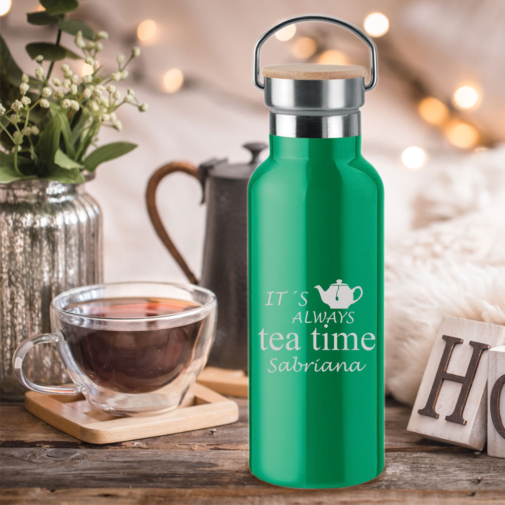 Individuell gravierte Isolierflasche 0,5 l in rot, blau oder grün 