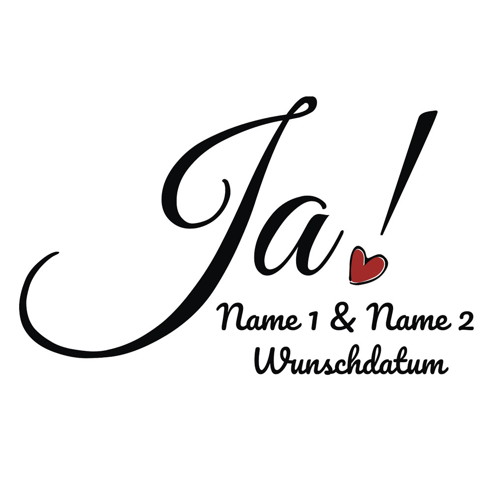 Wunderschöne Vase zur Hochzeit mit Namen und Datum bedruckt 